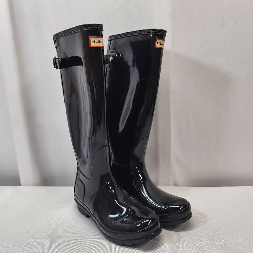 Hunter Original Tall Gloss Rubber Rain Boots Women's US 6